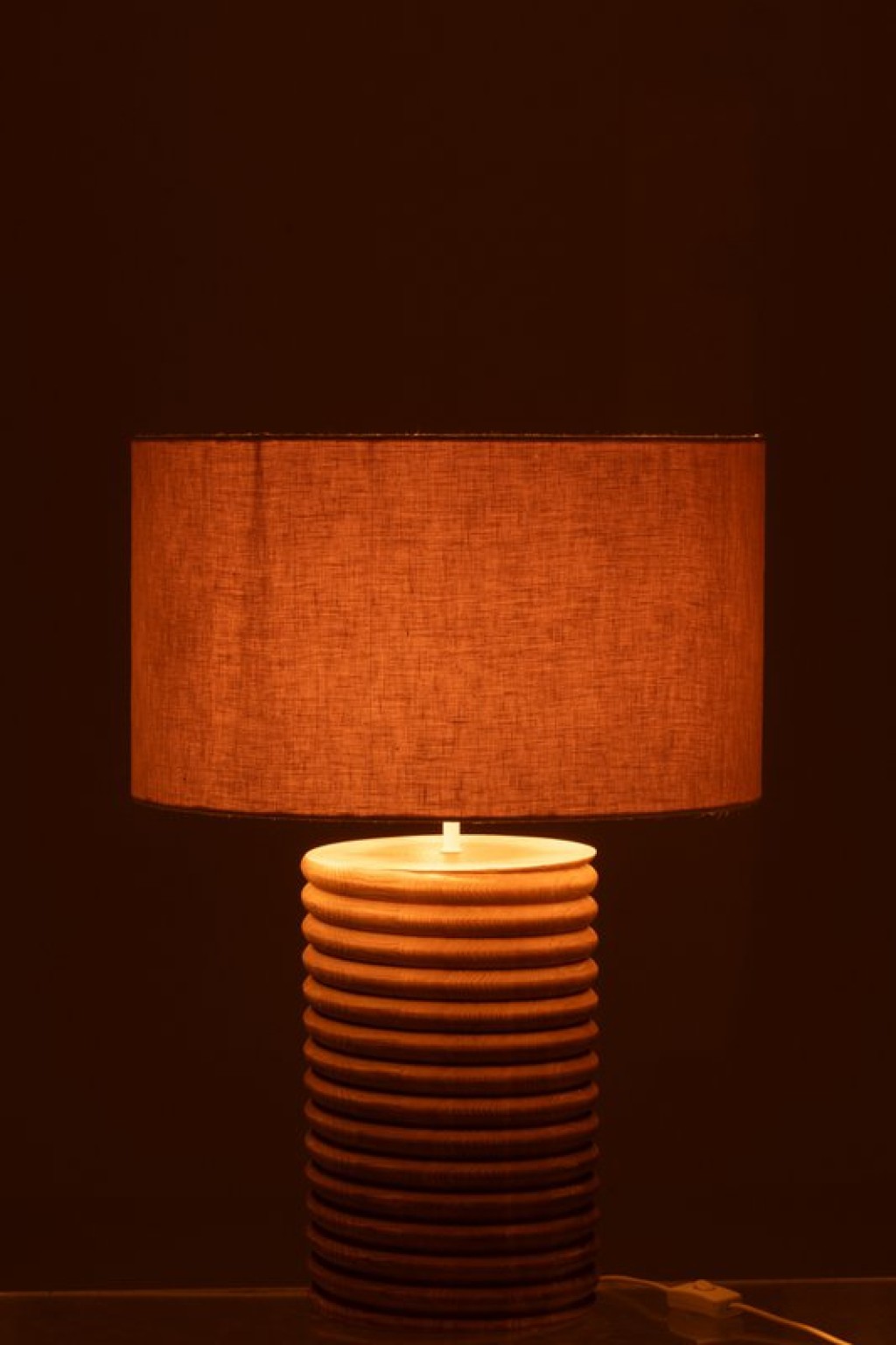 J-Line Table Lamp Screw Thread Wide Wood Natural Gray