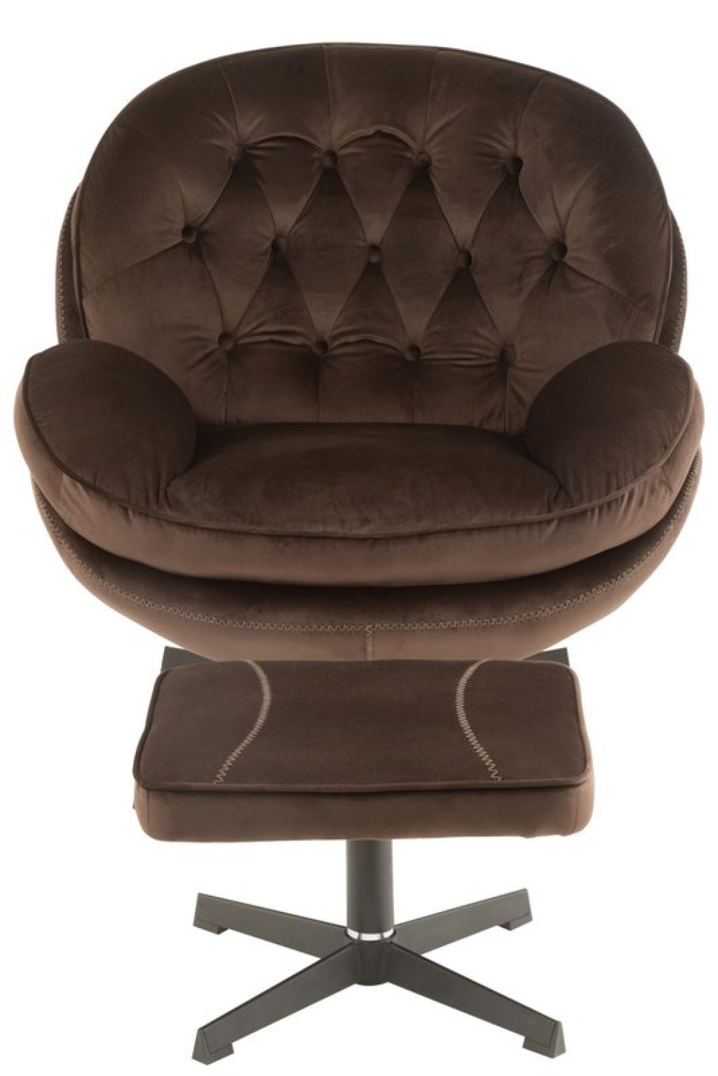 J-Line sofa Relax -+ footstool - metal/textile - dark brown