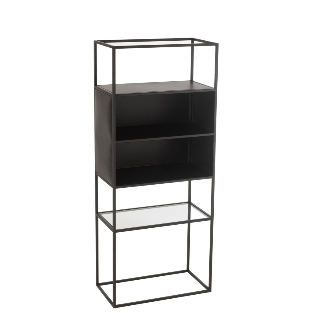 J-Line rek - metaal/glas - zwart