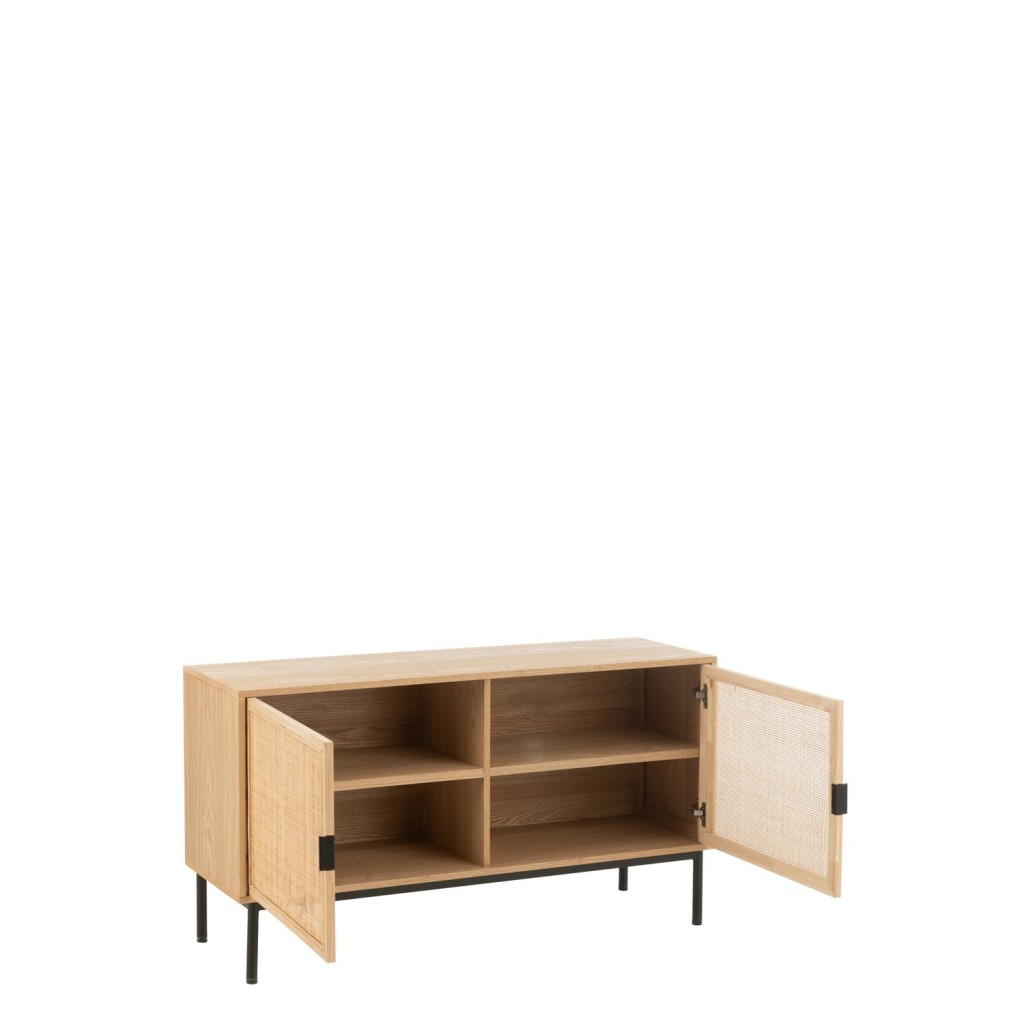 J-Line kast Vierkant - hout/metaal - naturel/zwart - large