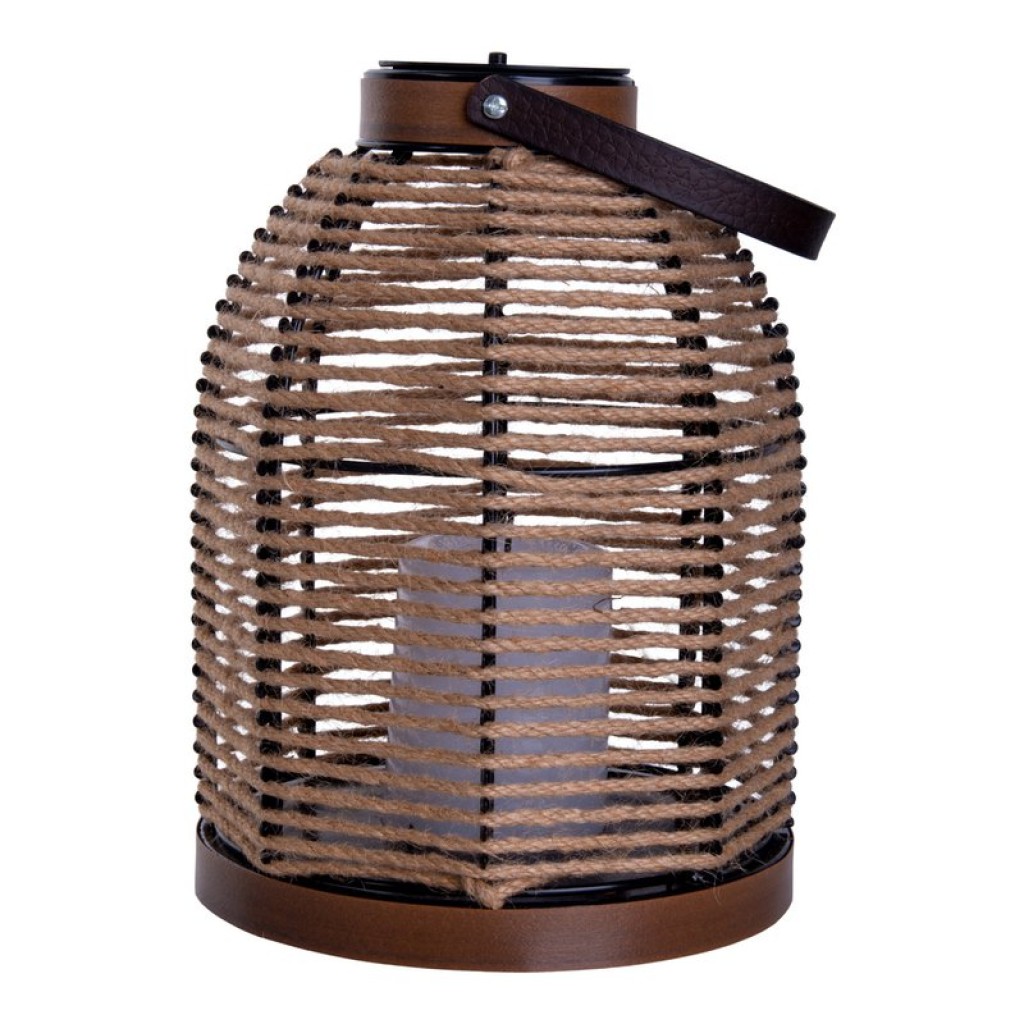 LED solar light "Korbinian" for garden and terrace, decorative lamp made of metal with jute tension in nature, firmly built -in LEDs, solar lamp for outside 29 x 21 cm