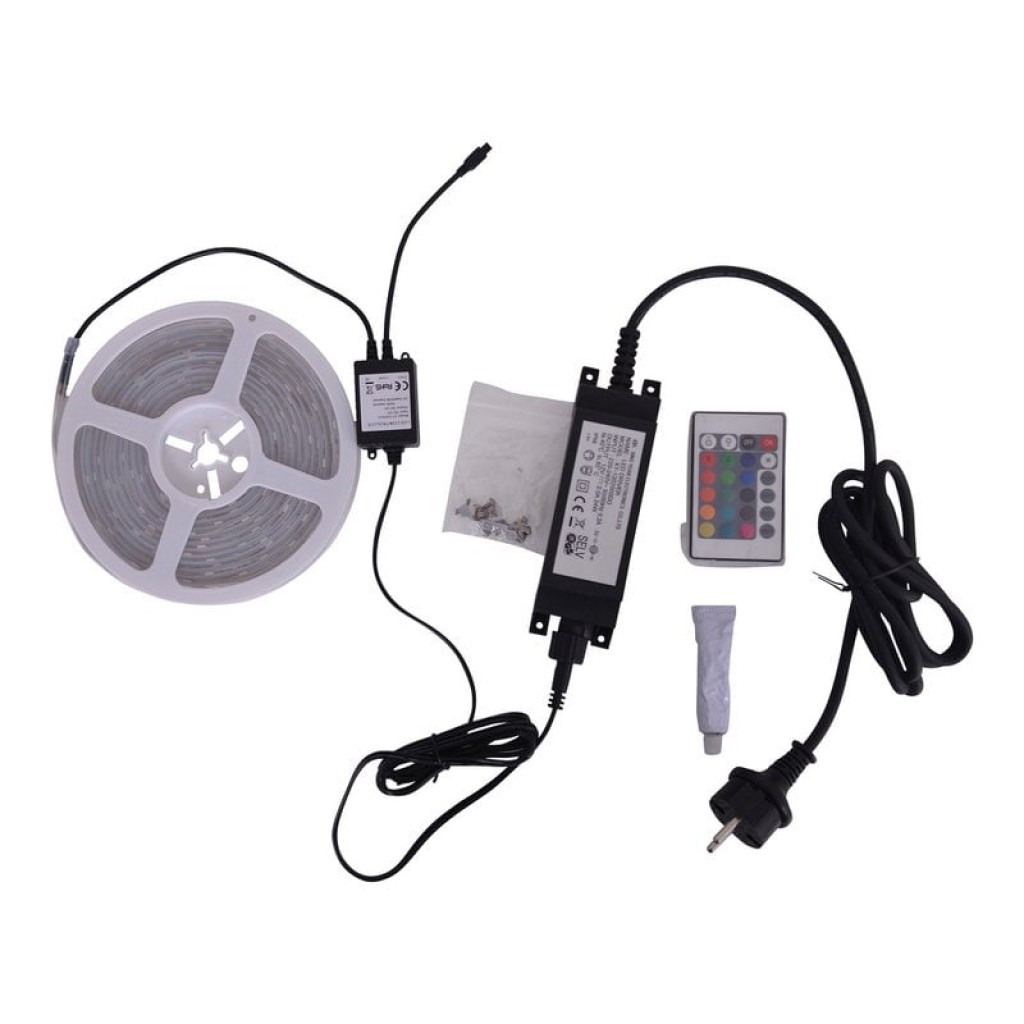The LED "Stripe" Outdoor 500 cm, 24 watts, warm white, with color changer, dimmable, including remote control and accessories