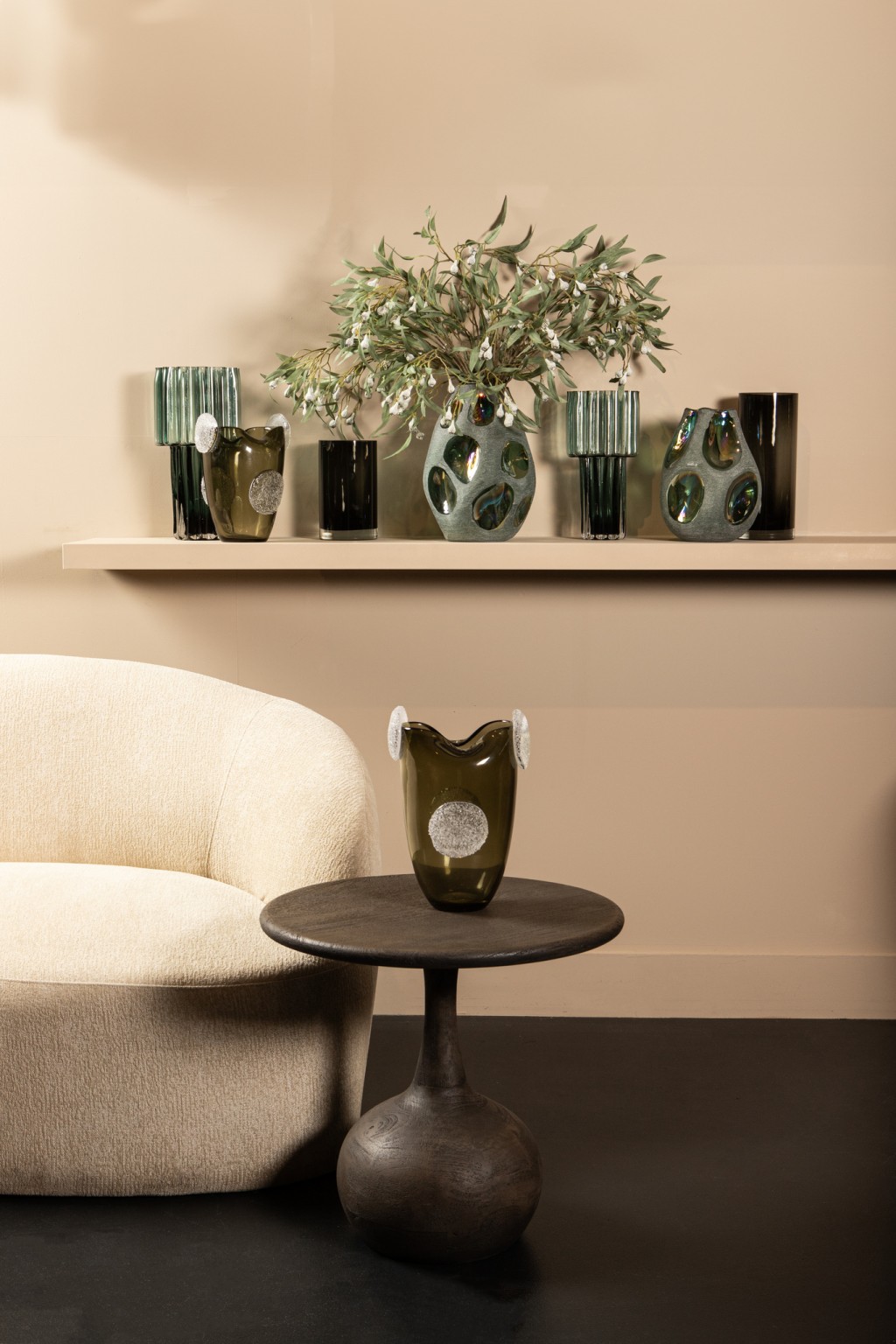 Giah Green Solid Glass Vase With Deco Rounds L