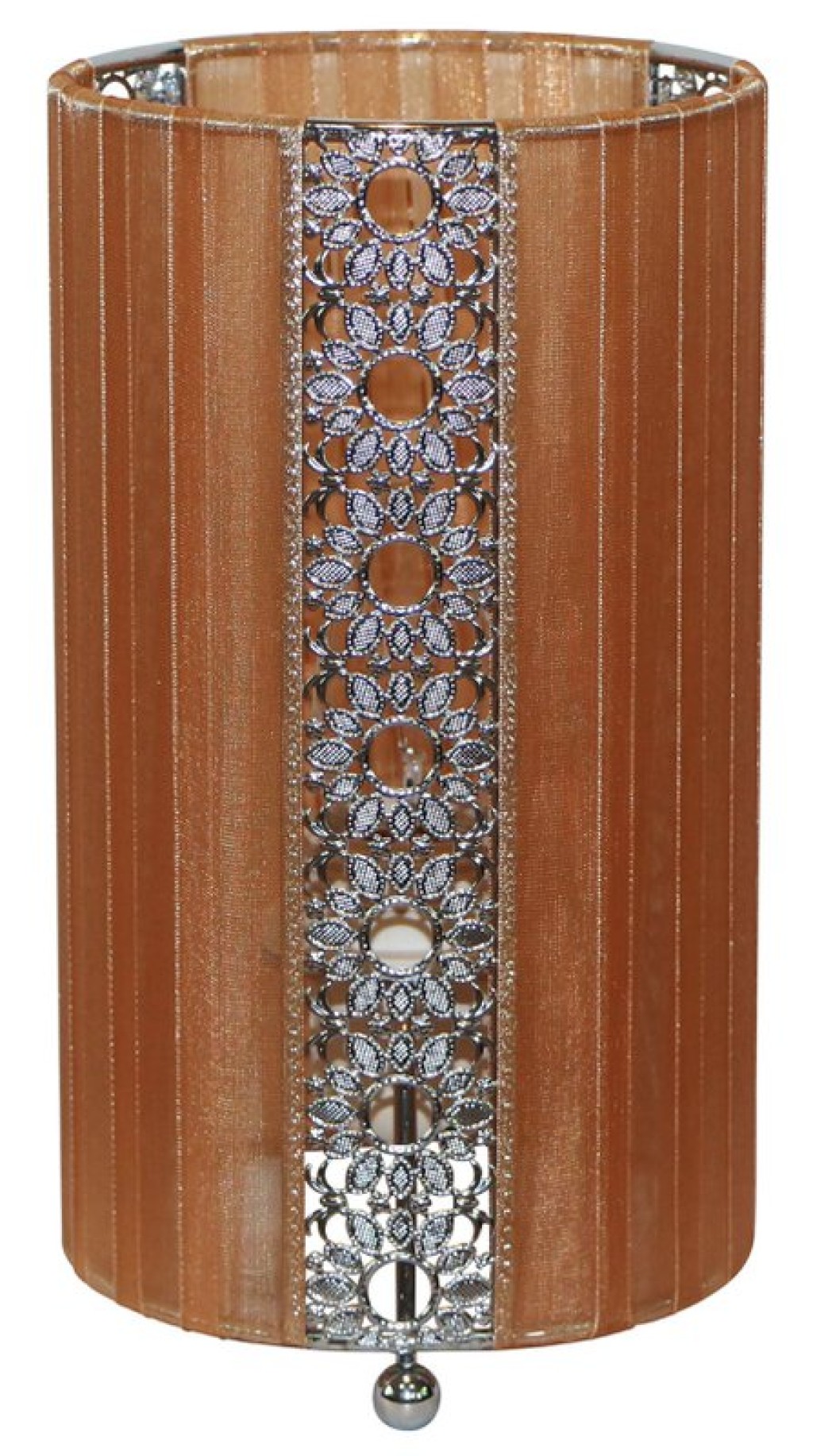 Fabric table lamp "Sheryl" made of metal, plastic and textile in brown, E14