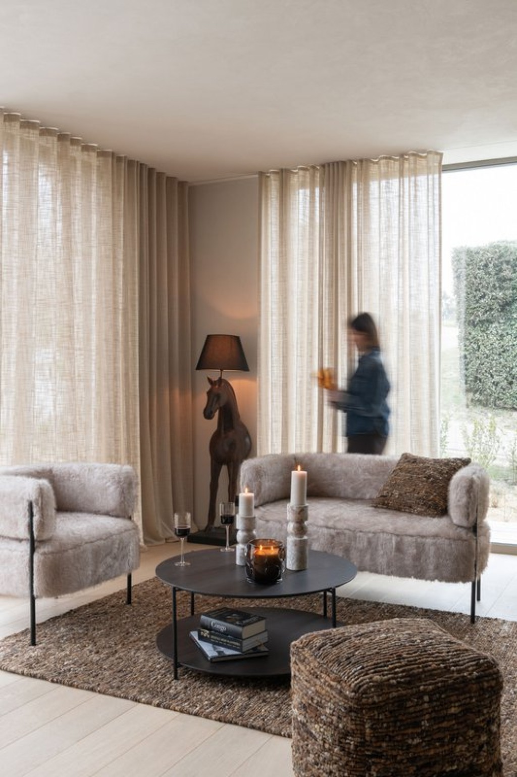 J -Line Coffee Table Round - Wood/Metal - Dark Brown - Small