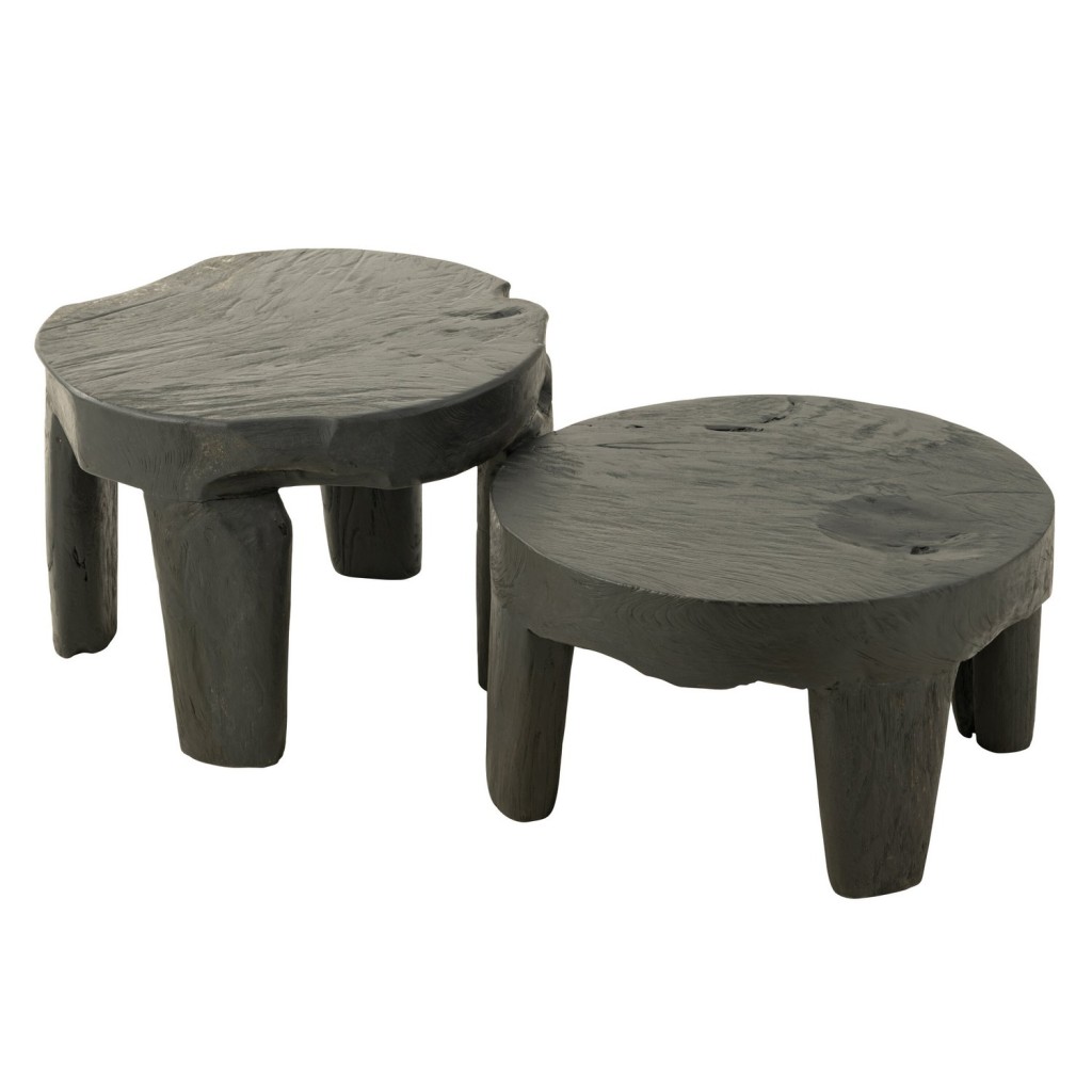 J-Line tafel Rond Teak - hout - zwart