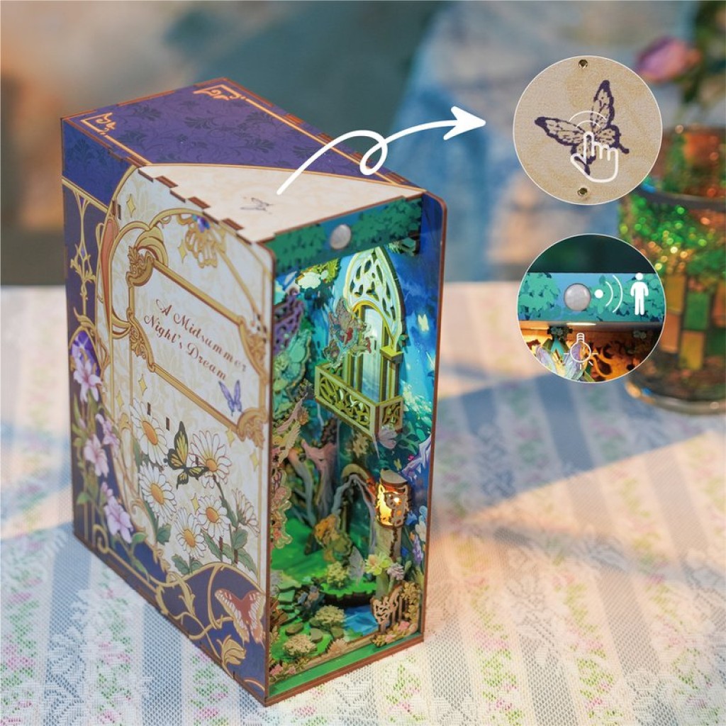DIY Book Nook Bookend A Midsummer Night's Dream Including Dust cover, Tone-Cheer, TQ130, 18 x 9.8 x 24.5 cm