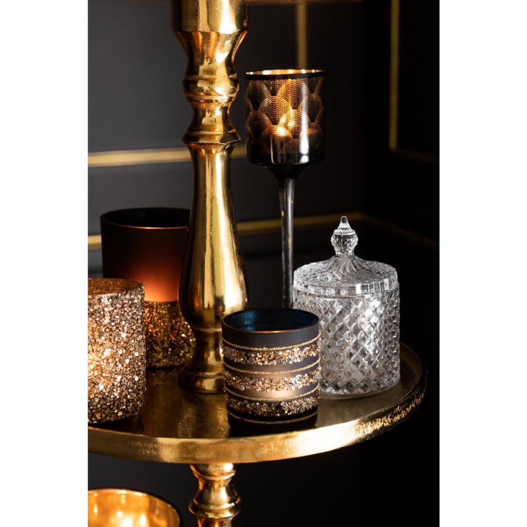 J-Line Plateau 5 Niveaus Rond Aluminium Goud