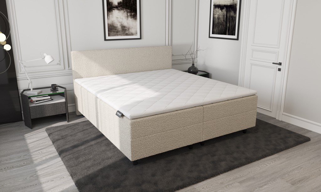 Mörgenn Opberg Boxspring Bouclé Beige 180x210