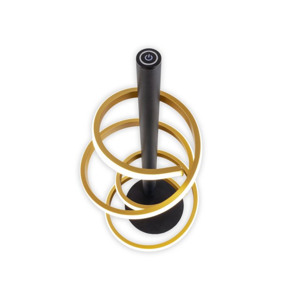 LED Tischleuchte "BELLEZA", moderne Tischlampe aus Metall und Kunststoff in Schwarz, Gold und Weiß, mit fest verbauten LEDs, 50 cm hoch, Beleuchtung für Wohnzimmer, Esszimmer, Schlafzimmer oder Büro.