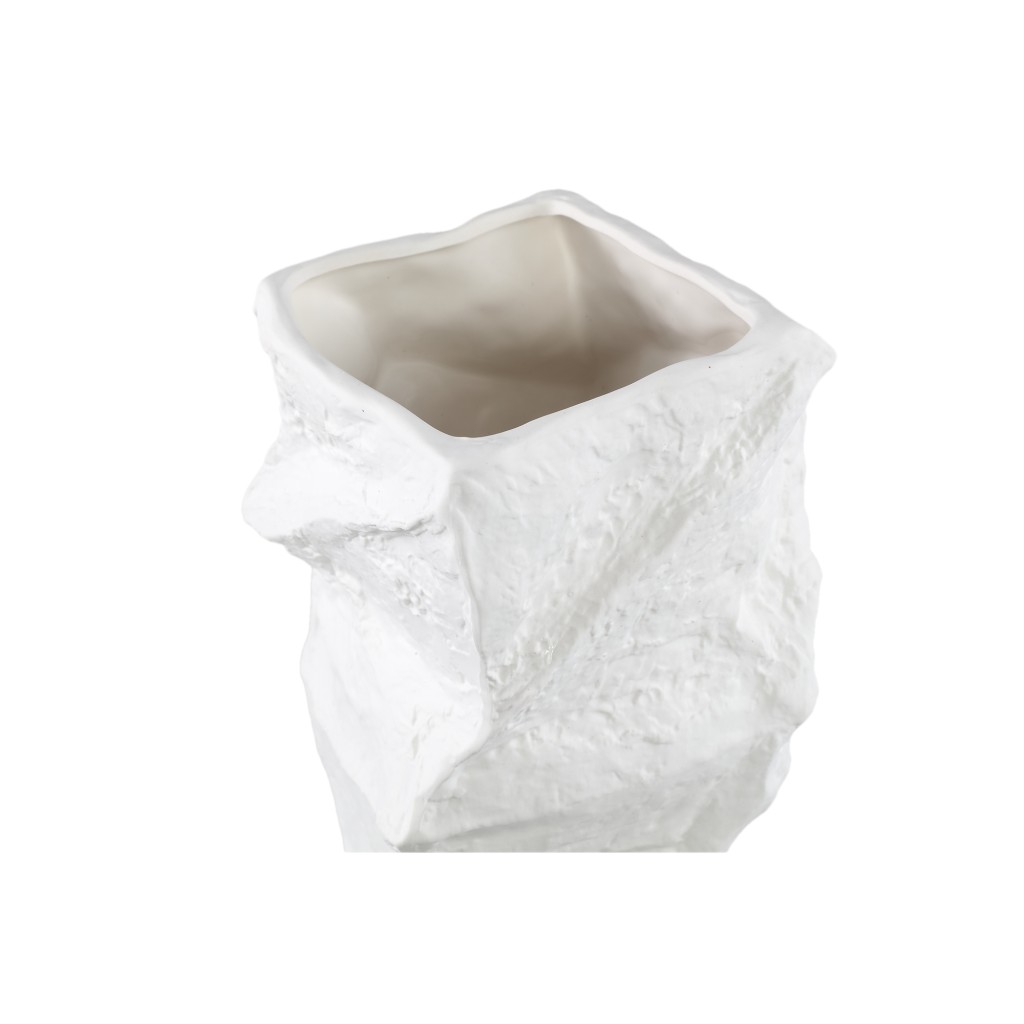Kellie White Ceramic Organic Shaped Vase Low