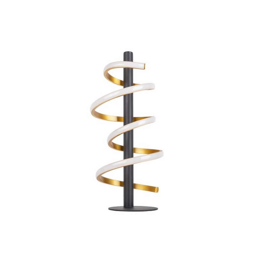 LED Tischleuchte "BELLEZA", moderne Tischlampe aus Metall und Kunststoff in Schwarz, Gold und Weiß, mit fest verbauten LEDs, 50 cm hoch, Beleuchtung für Wohnzimmer, Esszimmer, Schlafzimmer oder Büro.