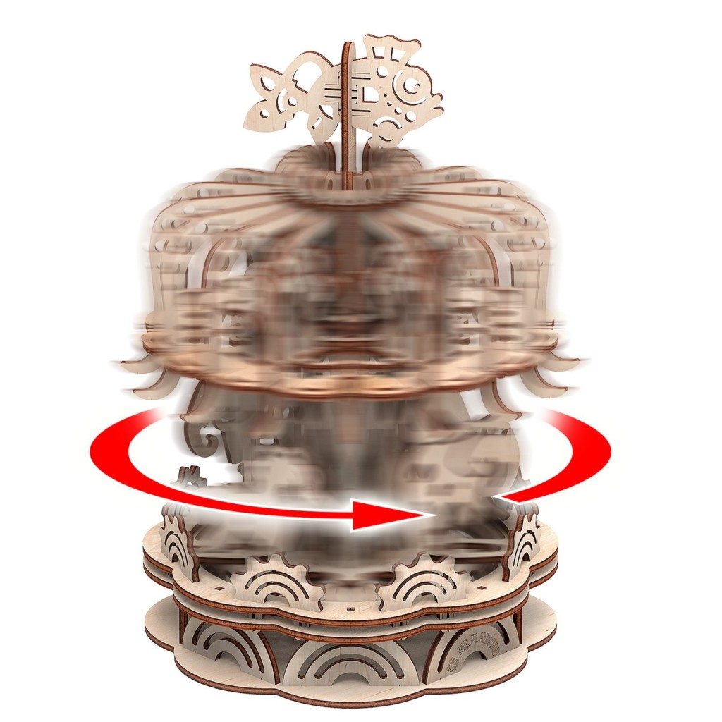Mr. Playwood 3D Houten Puzzelcarrousel, 10403, 25x25x32cm.