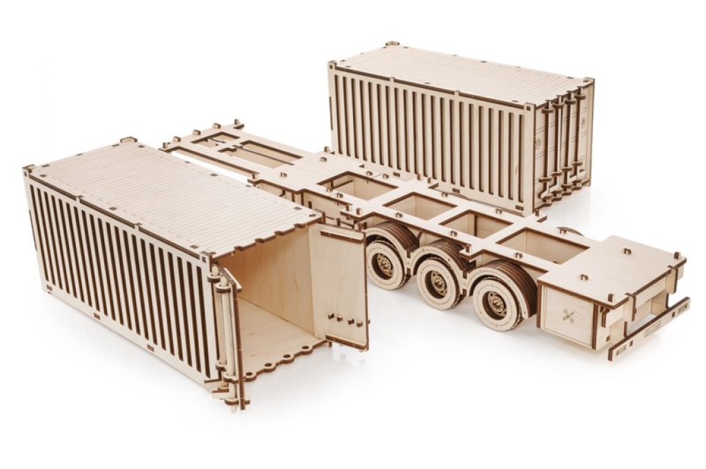 3D Houten Puzzel Container-Semitrailer for Truck “Road King”, Eco Wood Art, 3724, 52,3x10,8x16,9cm