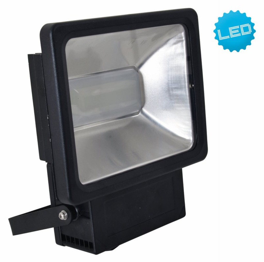 LED outer lamp "spotlight" made of metal and glass in black, with integrated LED