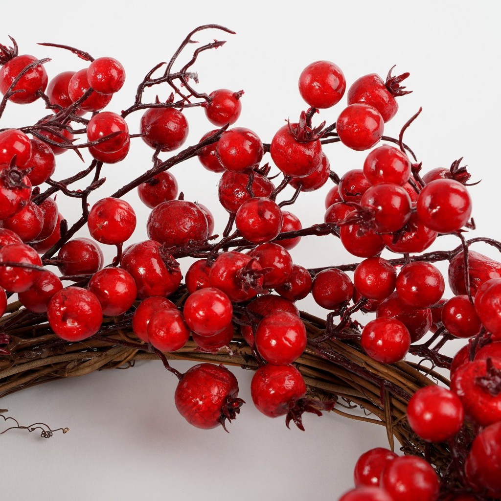 Kerstkrans Bessen - Ø40 cm - Foam - Rood