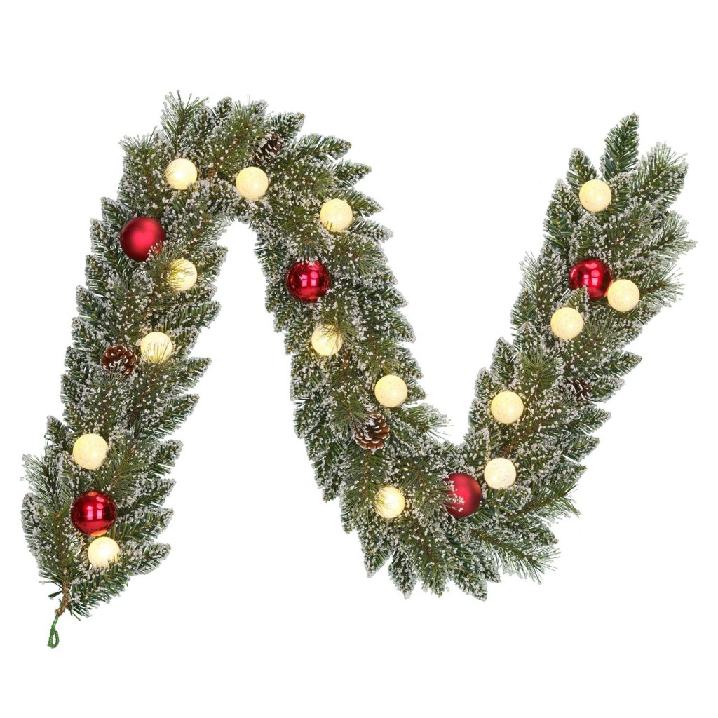 Kaprun Guirlande met Warm Witte LED Verlichting - L180 cm - Groen Frosted, Rood