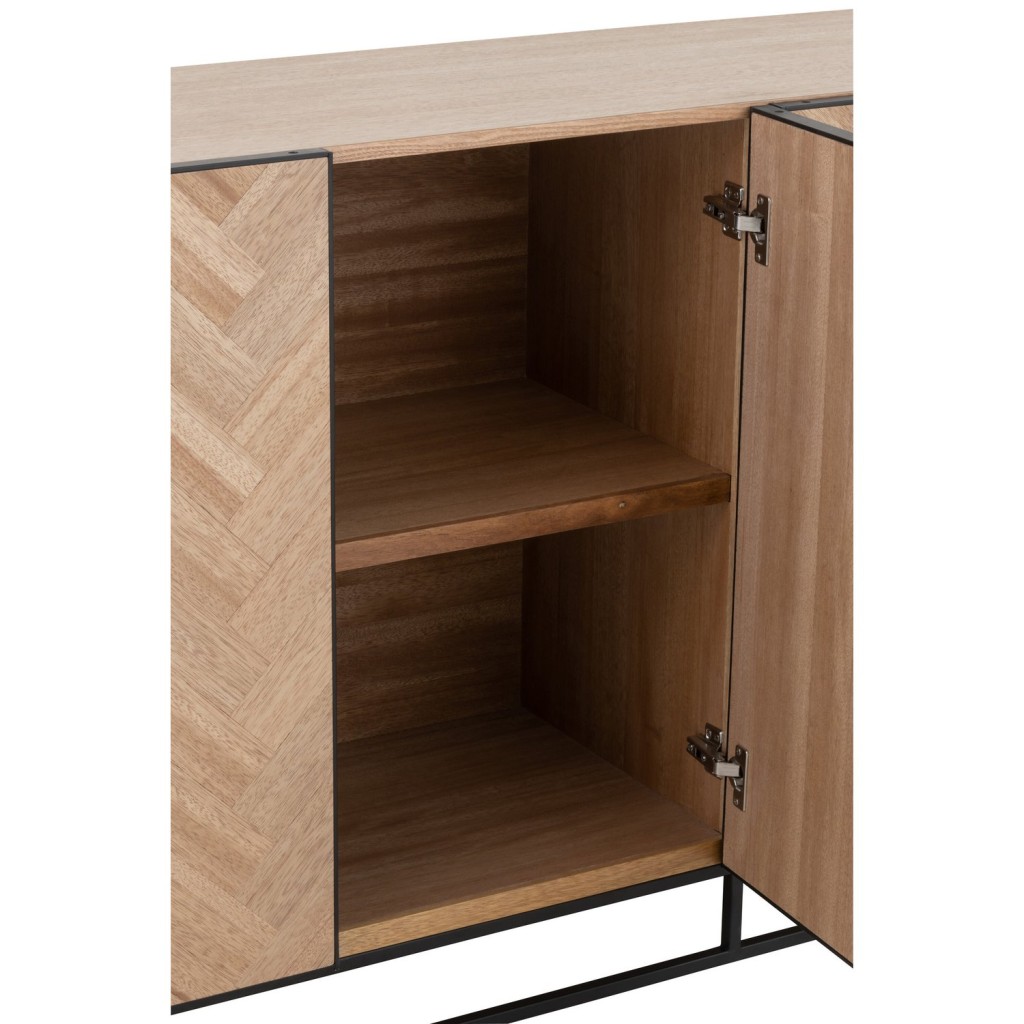 J-Line dressoir 4 Deuren Zigzag - hout/metaal - naturel/zwart
