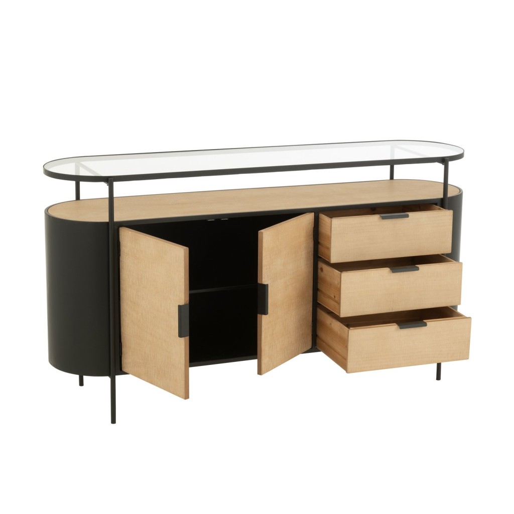 J-Line Kast Ovy Ijzer Naturel/Zwart