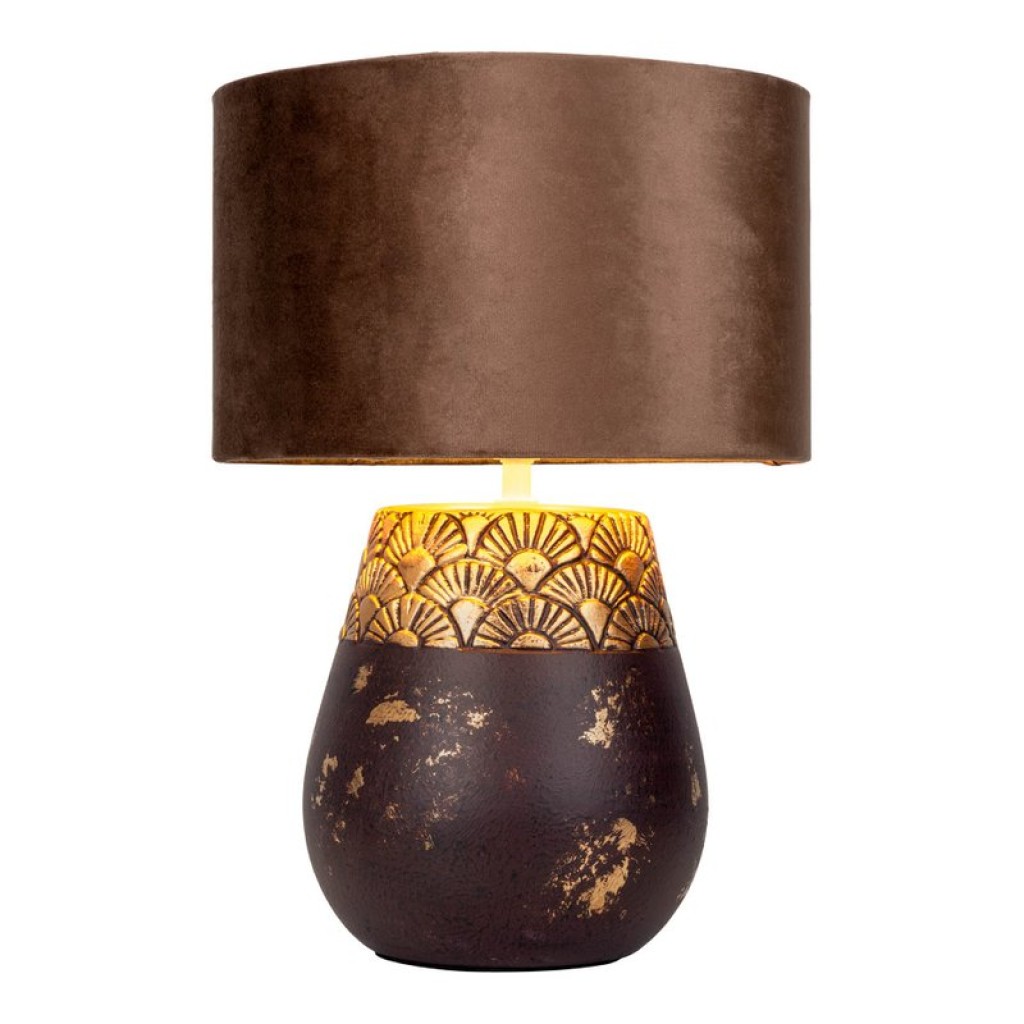 Ceramic table lamp "Bronco", table lamp, ceramic, beige/gray, with E14 socket, for dining room, living room, hallway or office, 39 cm high
