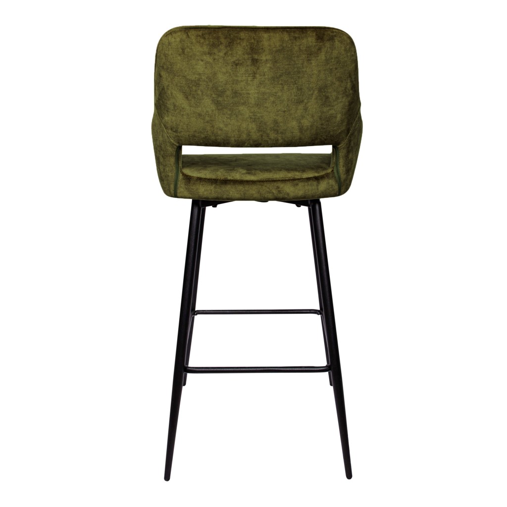 Fallon Velvet Green Bar Stool Black Metal Leg KD