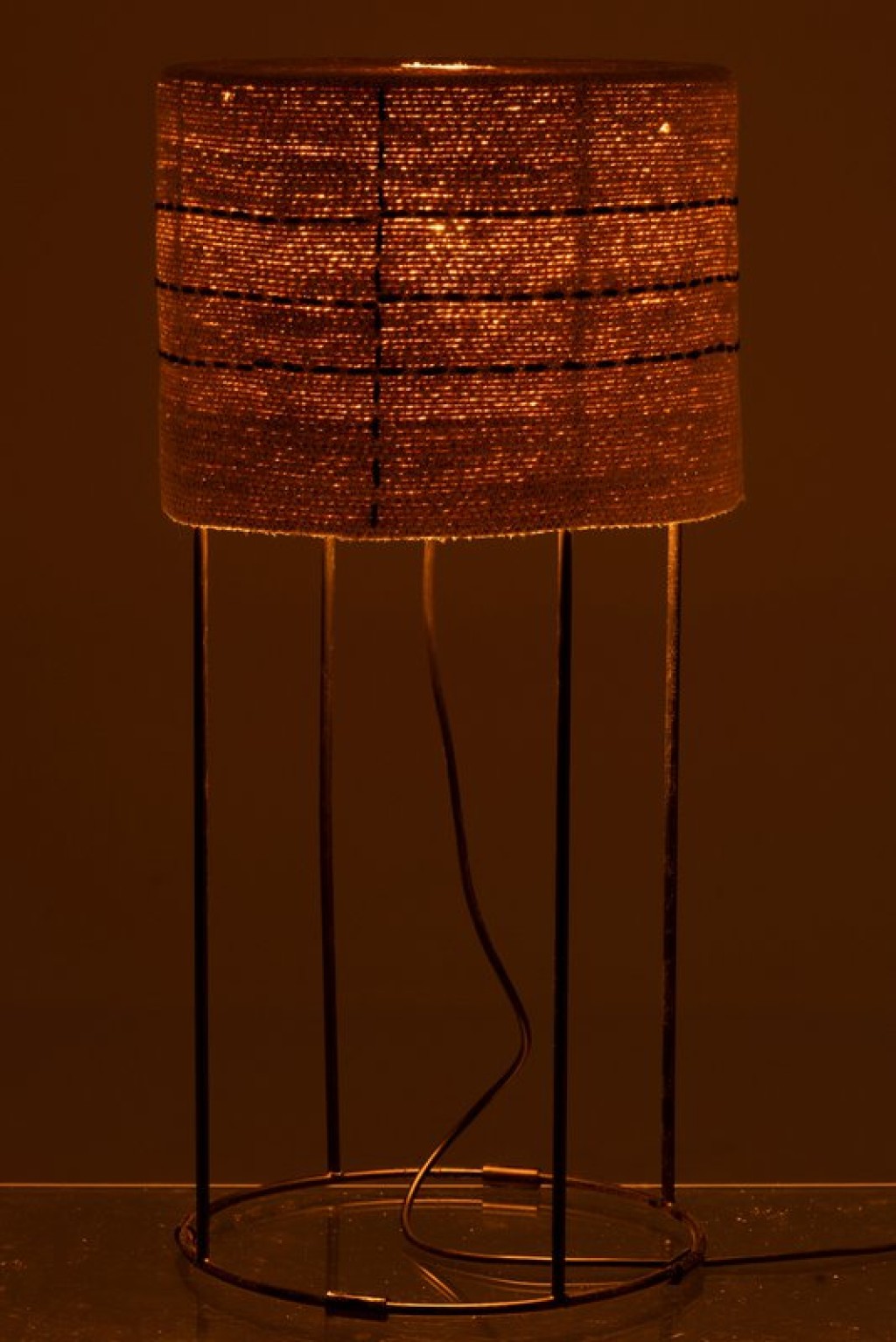 J-Line table lamp Dotted lines - metal/seagrass - natural/black