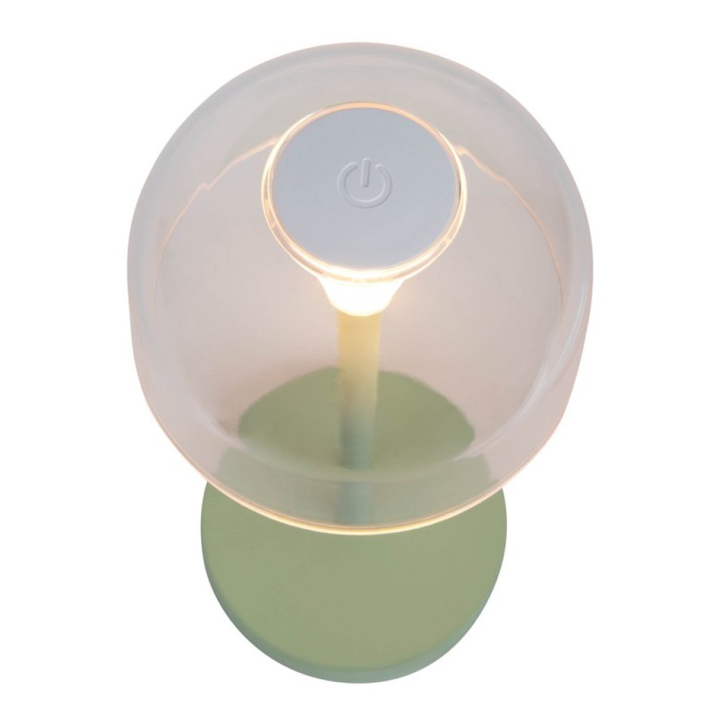 2-Set LED battery table lamp "Gomba" for outside and inside, made of metal and plastic in MINT, 18.5 cm high
