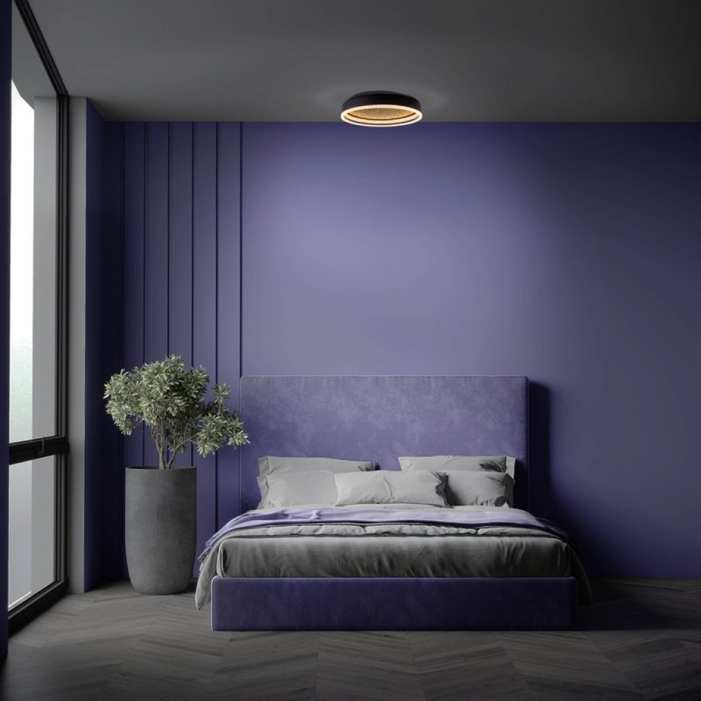 LED Deckenleuchte ARANY, Deckenleuchte aus Metall und Kunststoff in Schwarz,, mit fest verbauten LEDs, dimmbar, 40 cm Durchmesser