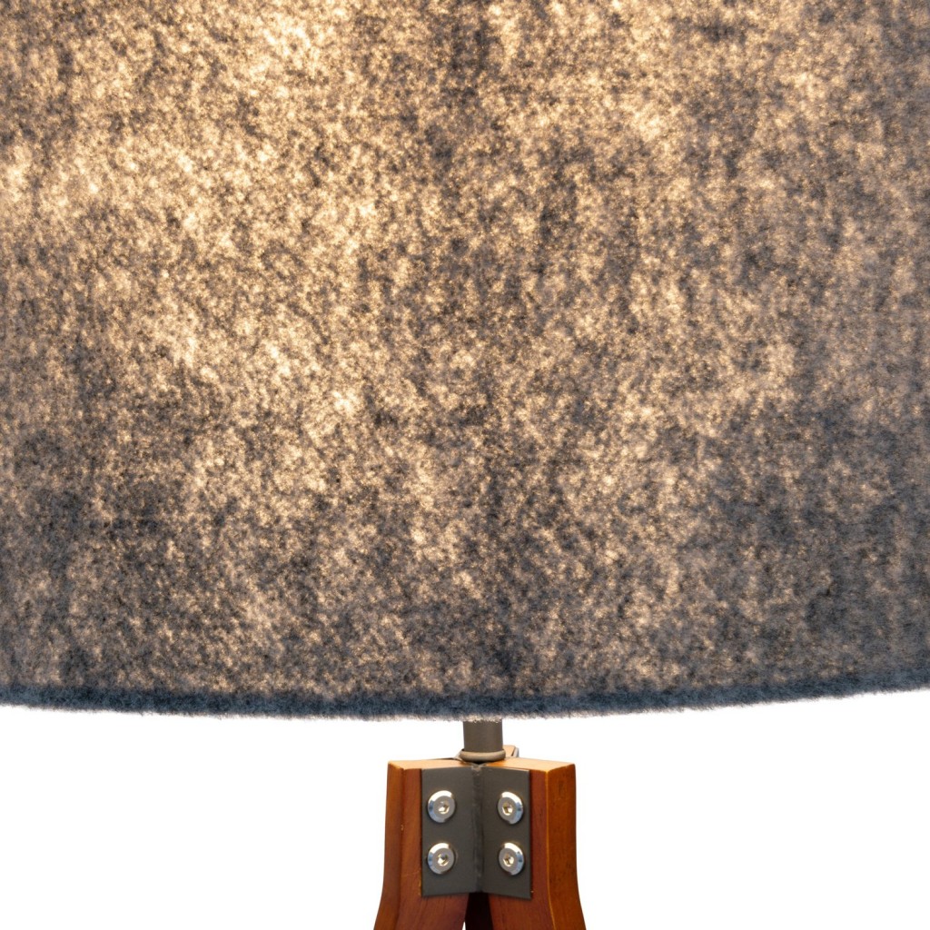 Staande lamp "Filco" Ø Ca. 45 cm, 147 cm hoog, gemaakt van hout en plastic in bruin en grijs, voor E27, voor woonkamer, slaapkamer en eetkamer