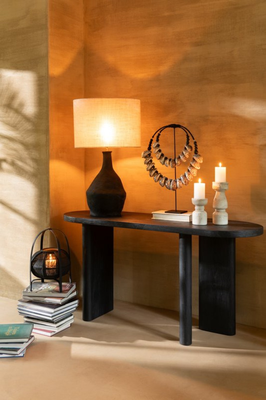J-Line table Teak - wood - black