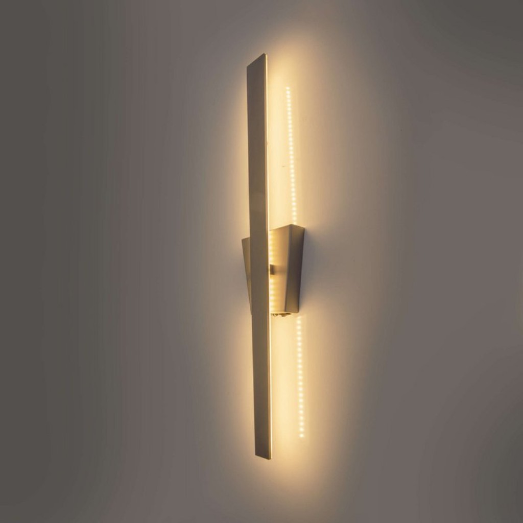 LED wall lamp "Trevor" nickel matt, wall lamp made of metal and plastic in nickel matt, with firmly built -in LEDs, wall lighting inside 62 x 10 x 4.5 cm