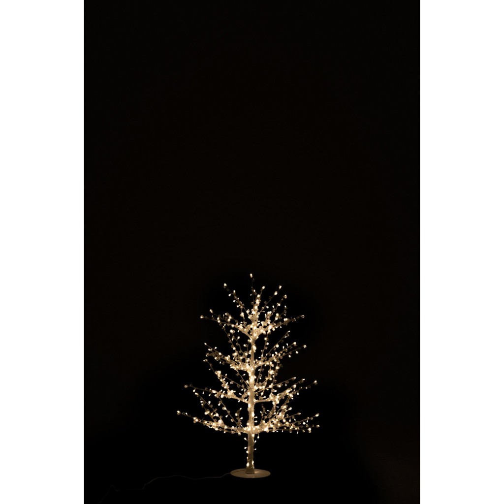 J-Line decoratie boom Kaal Parel - metaal - wit - small - LED lichtjes