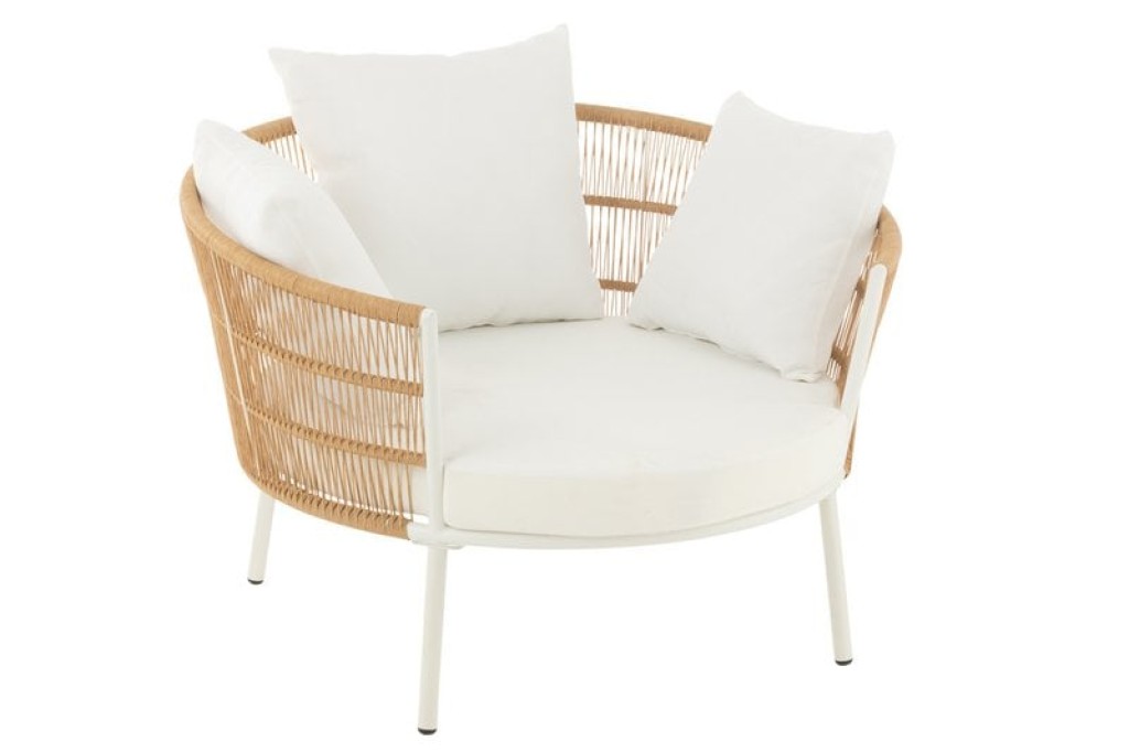 J-Line Chair Joa Metaal/Rattan Wit