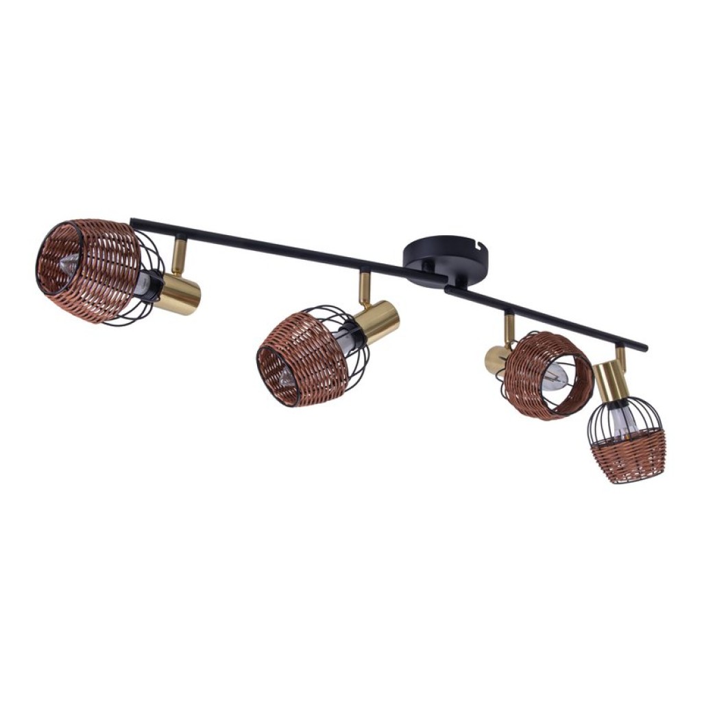 4 ceiling lamp "Corbis", metal spot in black, and gold, with E14 socket, for dining room, living room, hallway or office, ceiling lamp inside, 78 cm long
