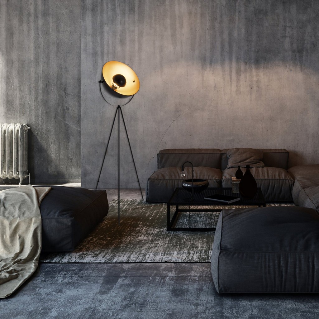 Staande lamp driekbende "Bernice", vloerlamp gemaakt van zwart en goud met E27-aansluiting, verlichting voor woonkamer, eetkamer of kantoor