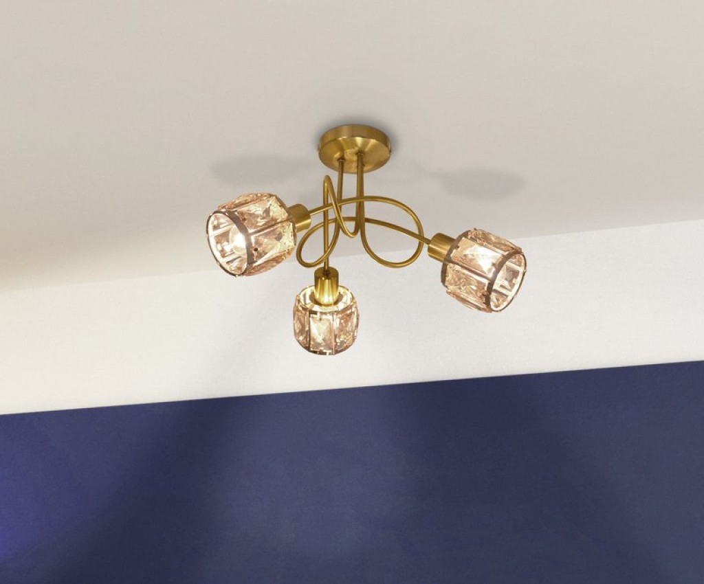 3-seater LED spot "Josefa" gold, metal ceiling lamp in gold for living room, bedroom, dining room, with E14 socket, for dining room, living room, hallway or office, Ø38 cm