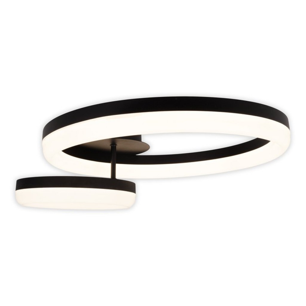 LED CCT ceiling light "Circulo" made of black metal and sand-colored plastic 53 cm long