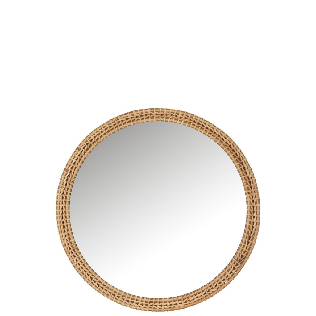 J-Line spiegel Rond - spar/glas - naturel