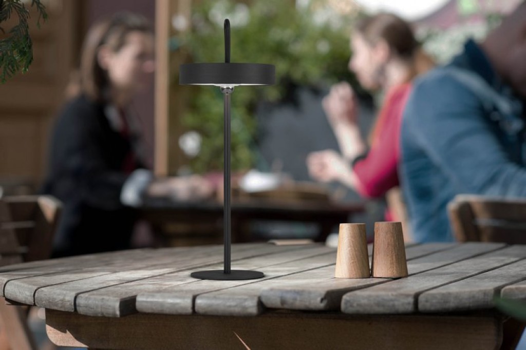 LED battery table lamp magnetically "Ella" for outside and inside, made of metal and plastic in black, 35 cm high