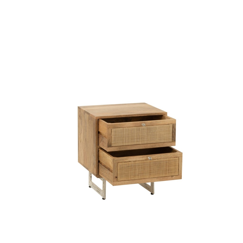 J-Line Nachtkast Rattan Mangohout Naturel