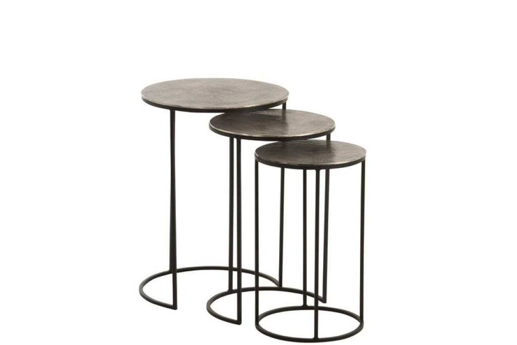 J-Line side table Round - aluminum - black/grey