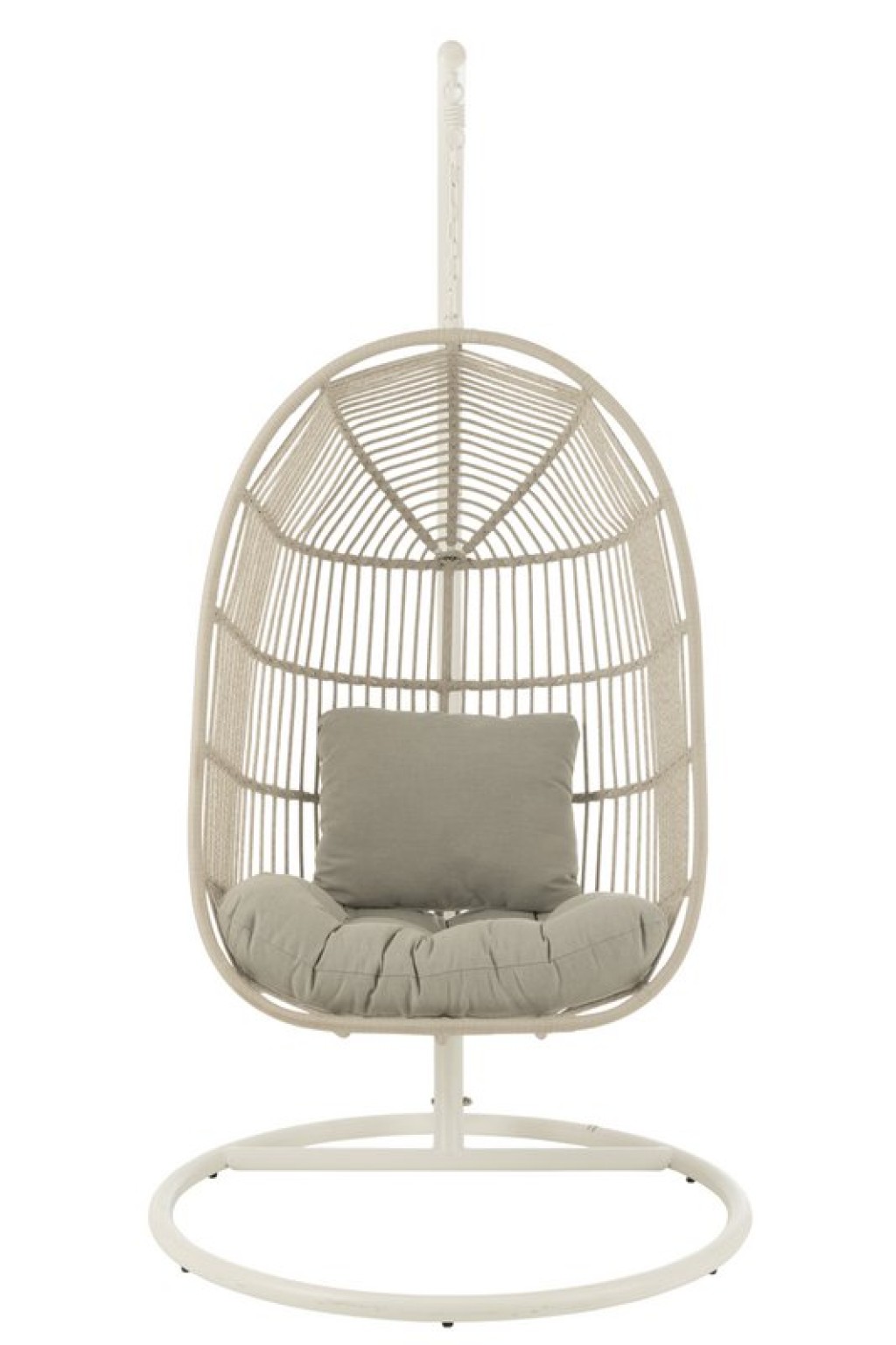 J-line hanging chair+cushion Egga metal/cord gray