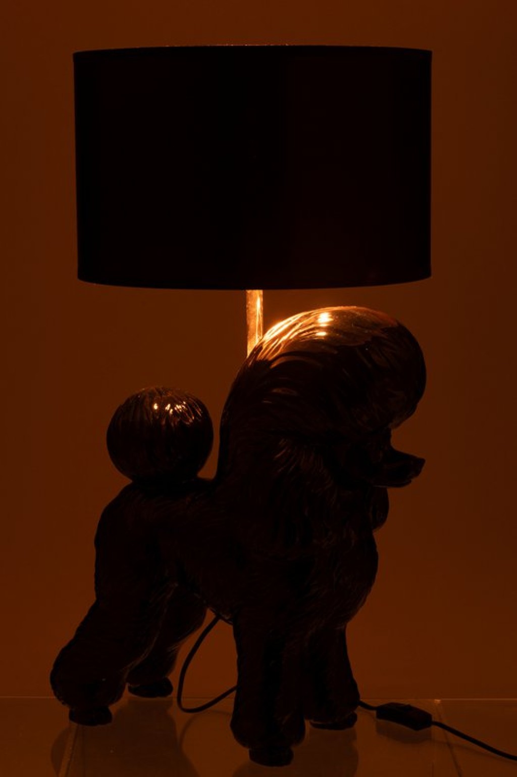 J-Line Lamp Dog Poodle Resine Black