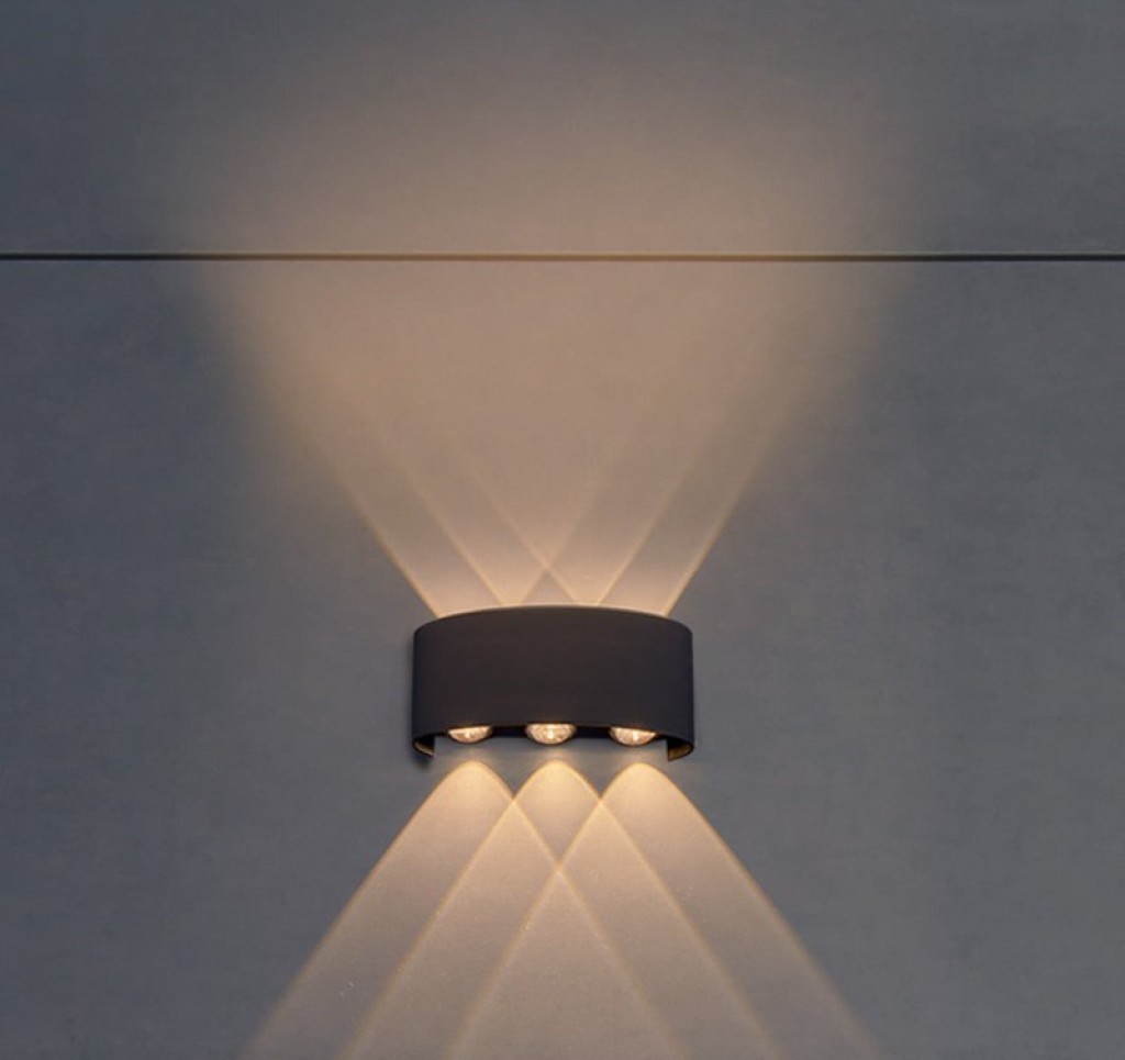 LED outer wall lamp "Auron", made of metal in anthracite, with integrated LED