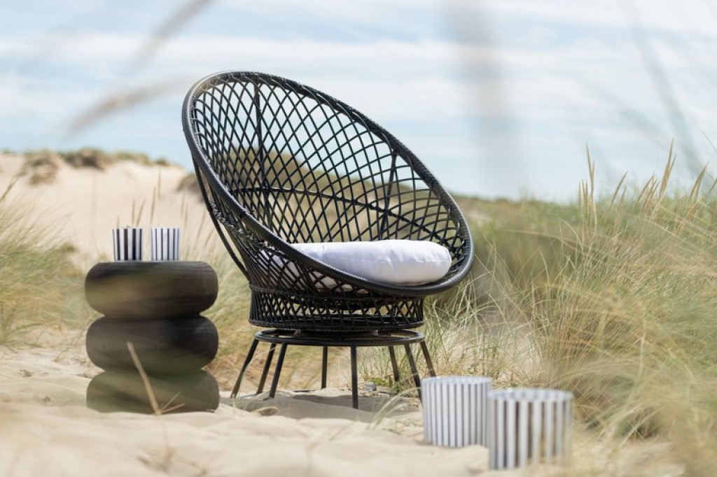 J-Line seat + cushions Zayo Turn - metal/wicker - black