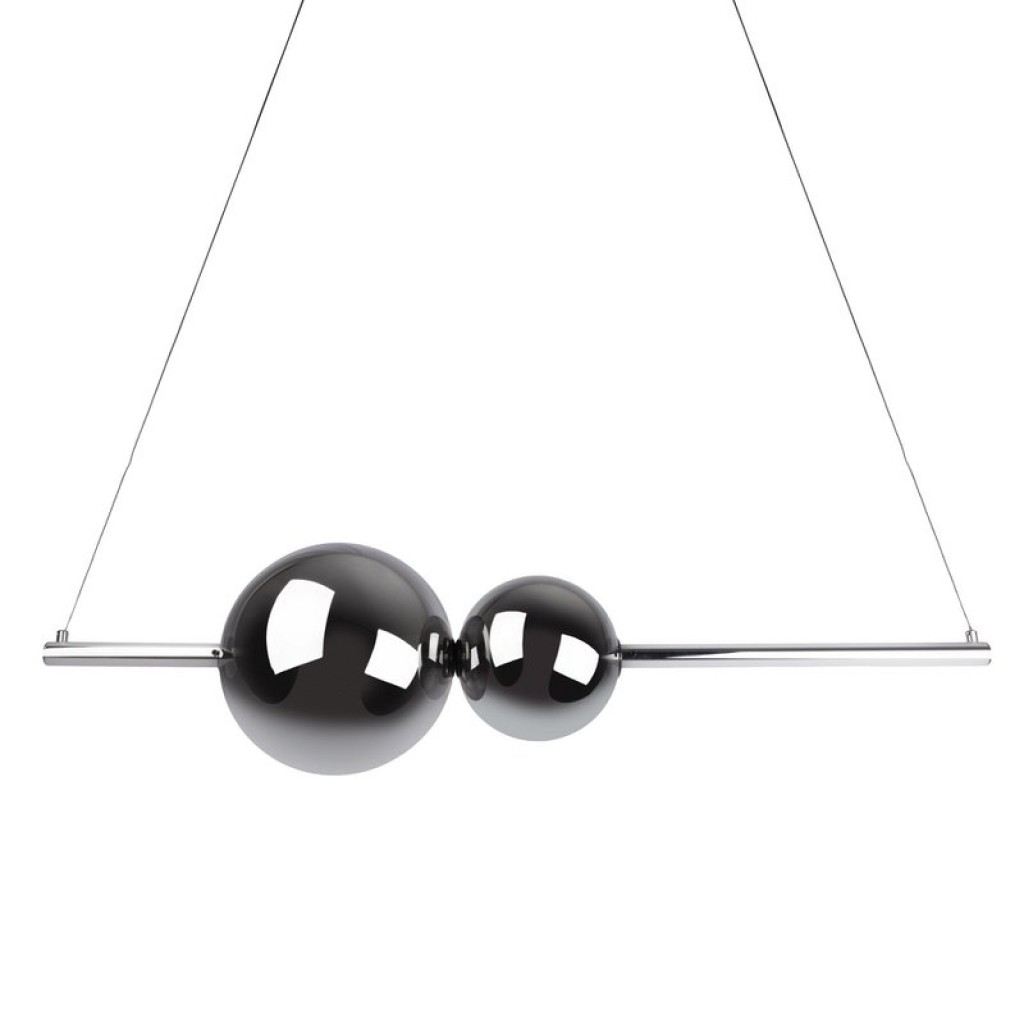 LED Pendelleuchte chrom "NOVA" aus chromfarbenem Metall, Kunststoff und Rauchglas, mit fest verbauten LEDs, ca. 105 cm lang