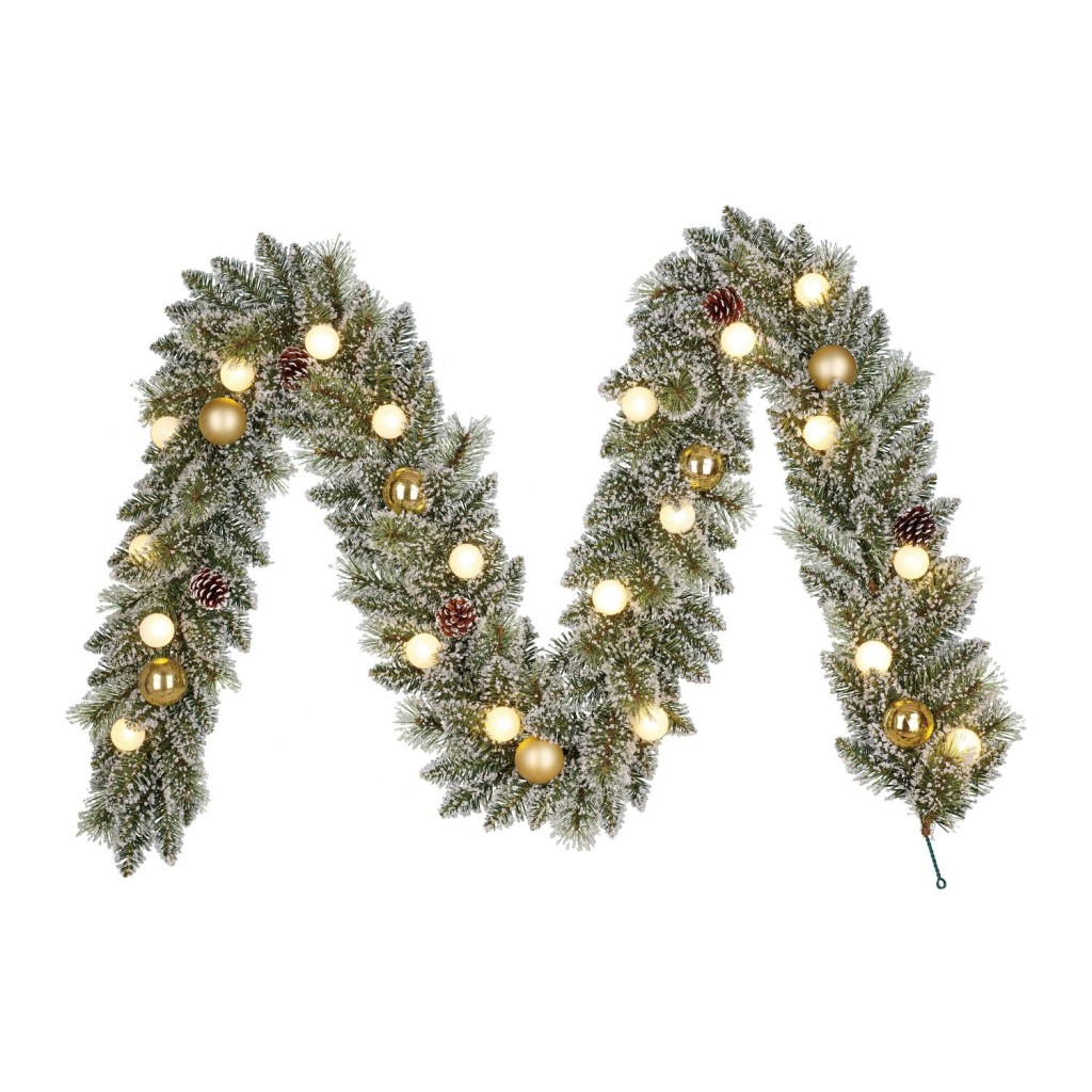 Kaprun Guirlande met LED Verlichting en Timerfunctie - L270 x Ø25 cm - Goud, Groen