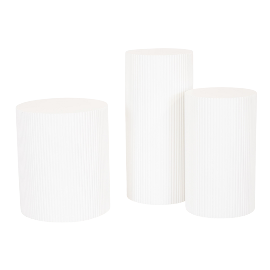 Side Table / Pillar- Cylinder - MDF - White - 30x65cm