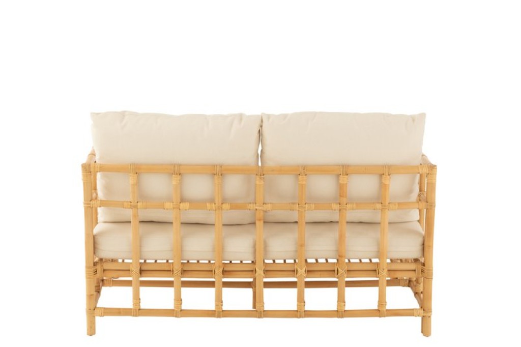 J-Line sofa Elise + cushion 2 Persons - rattan/textile - natural/white