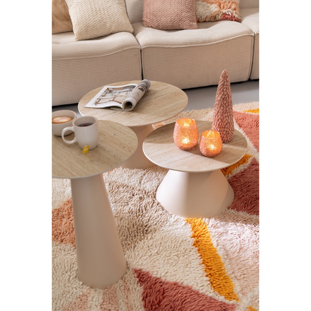 J-Line Bijzettafel Column Kegel Ijzer Ecru/Beige